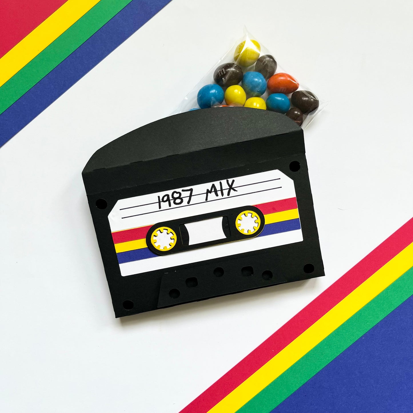 80s Retro Cassette Tape Candy Treat Holder Box Template - SVG File Download