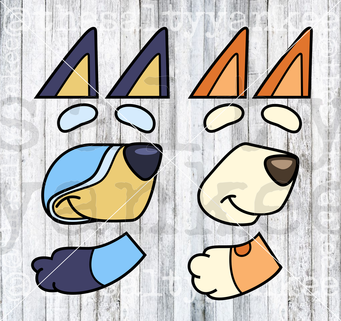 Dog Sisters Ears Noses Eyebrows Tails SVG and PNG File Download