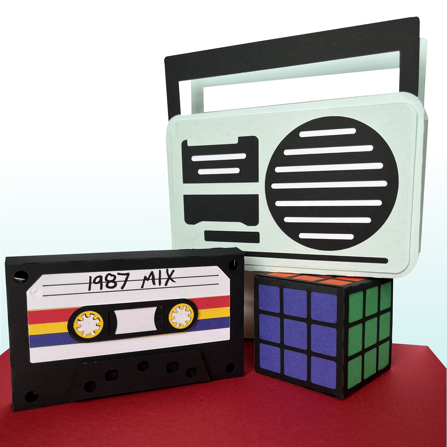 80s Retro Cassette Puzzle Cube Candy Treat Holder Box Template - SVG File Download