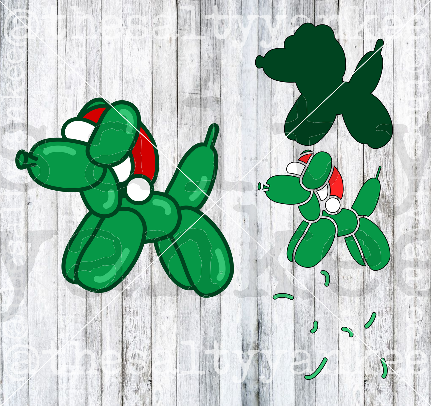 Christmas Santa Hat Balloon Dog SVG and PNG File Download