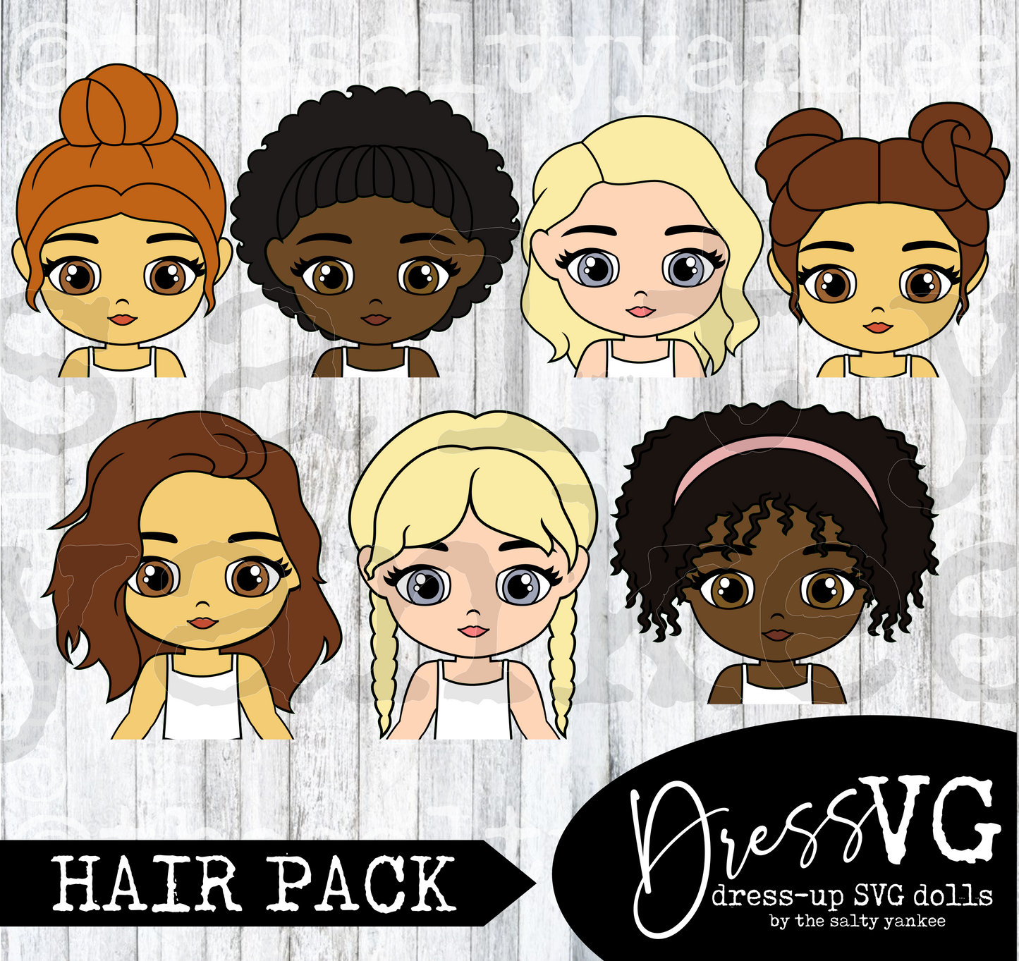 DressVG Hair Pack - Casual Hair - SVG File Download