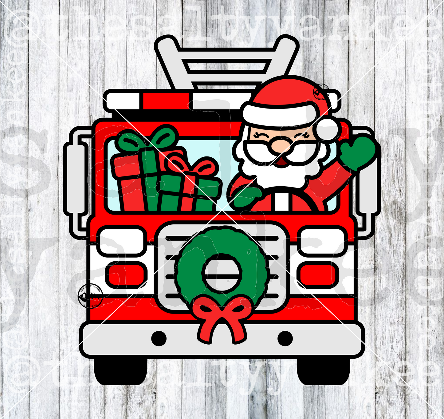 Santa Fire Truck SVG and PNG File Download