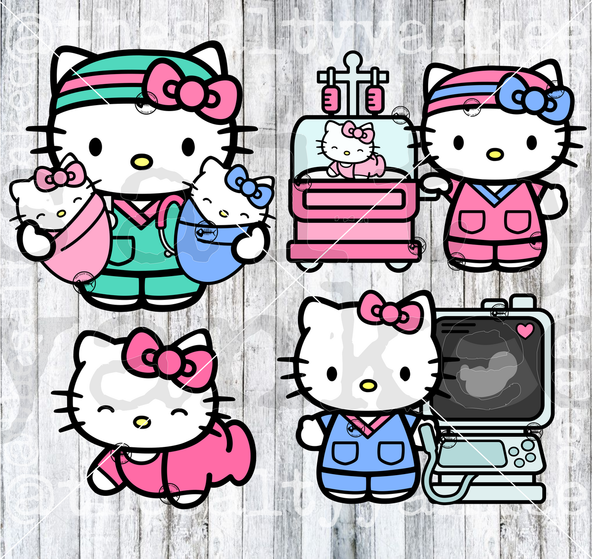 Cute Kitty BUNDLE Doctor NICU Labor and Delivery Maternity Baby Ultrasound Sonogram Technician Nurse RN Medical SVG and PNG File Download