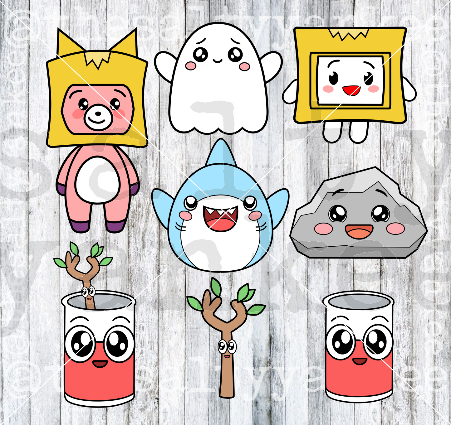 Box Cartoon Characters Bundle SVG and PNG File Download