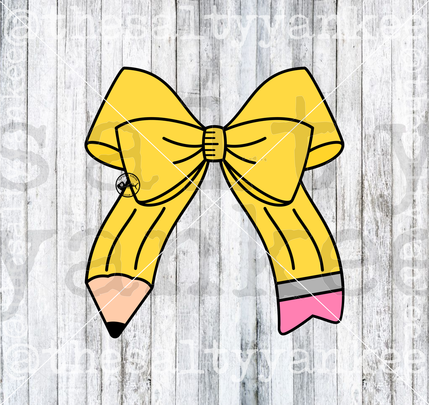 Pencil Ribbon Bow Teacher SVG and PNG File Download