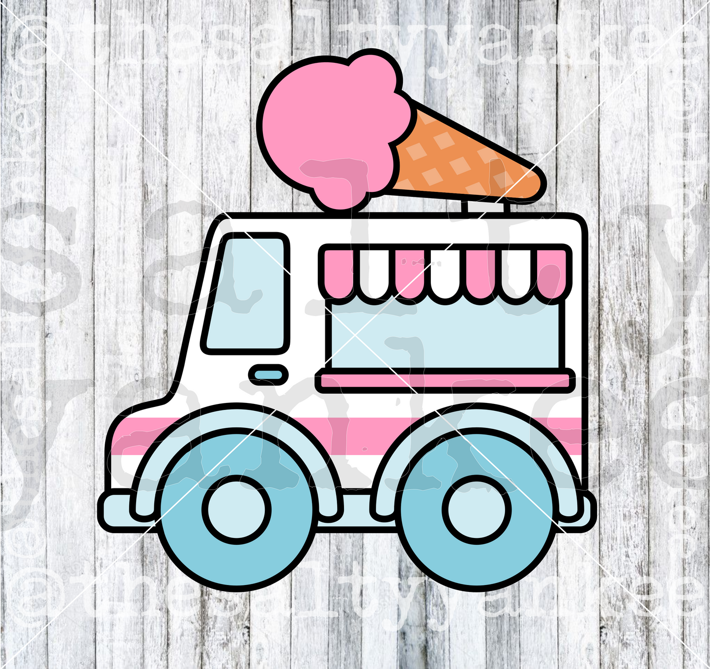 Kawaii Ice Cream Truck SVG and PNG File Download