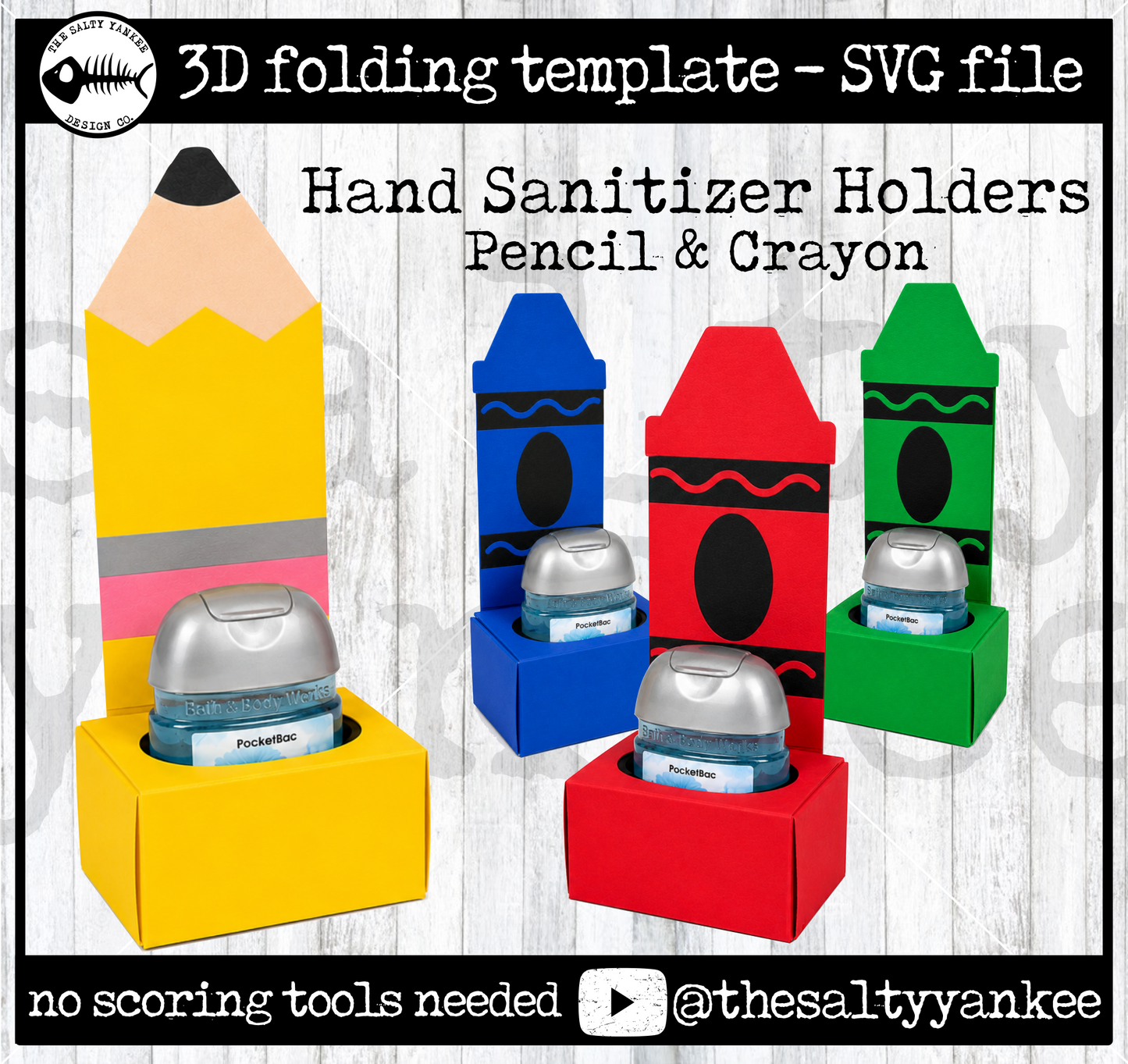Crayon and Pencil Hand Sanitizer Holder Box Template - SVG File Download