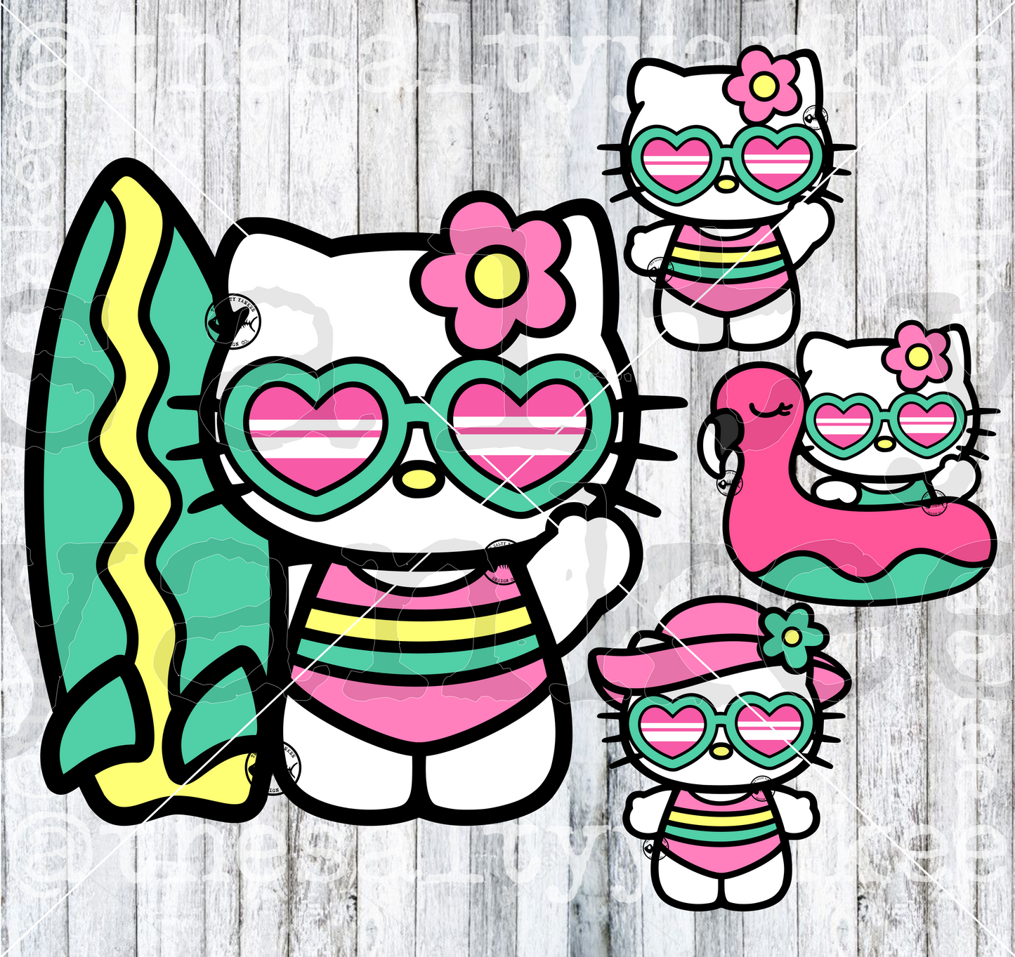 Cute Kitty Summer Vibes Bundle SVG and PNG File Download