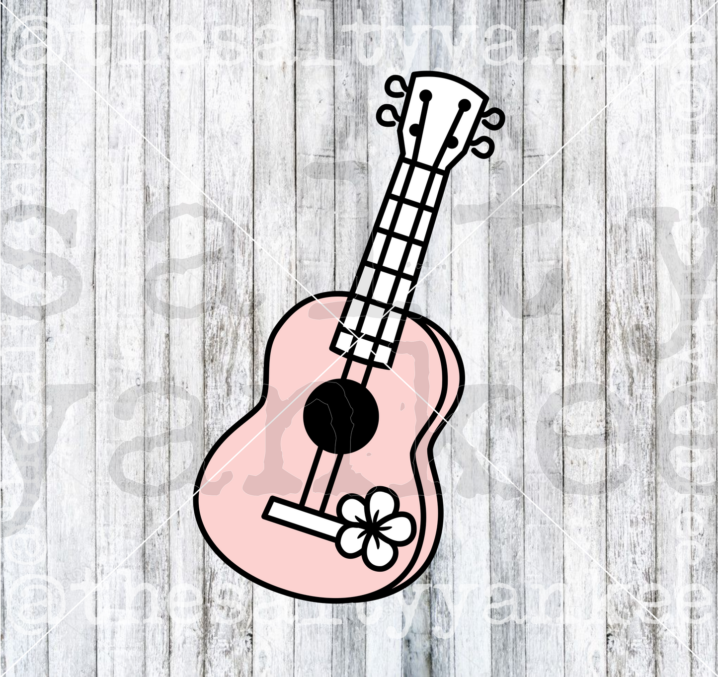 Pink Hawaiian Ukelele Guitar SVG and PNG File Download