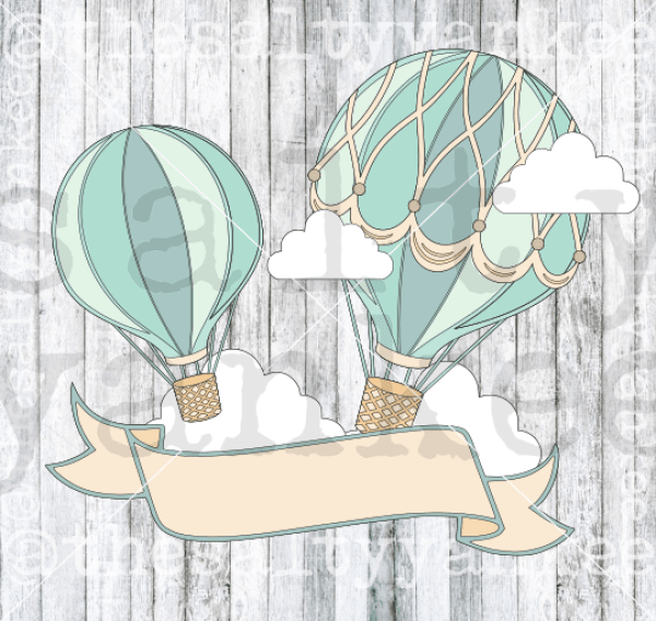 Hot Air Balloon Cake Topper Template 2 And Blank Layered Svg Png File Download