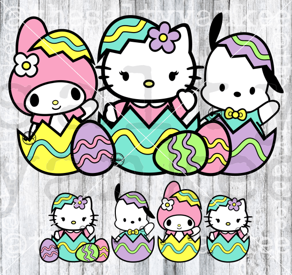 Kitty Friends Inside Easter Egg Svg And Png File Download Downloads