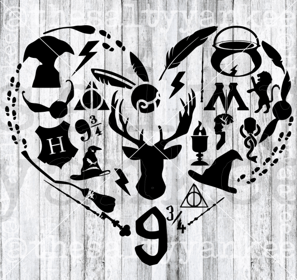 Wizarding Style Symbols In Heart Shape Svg And Png File Download Downloads
