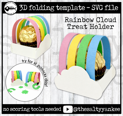 Rainbow Cloud Treat Holder Template - SVG File Download
