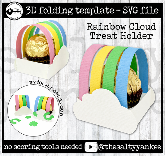 Rainbow Cloud Treat Holder Template - SVG File Download
