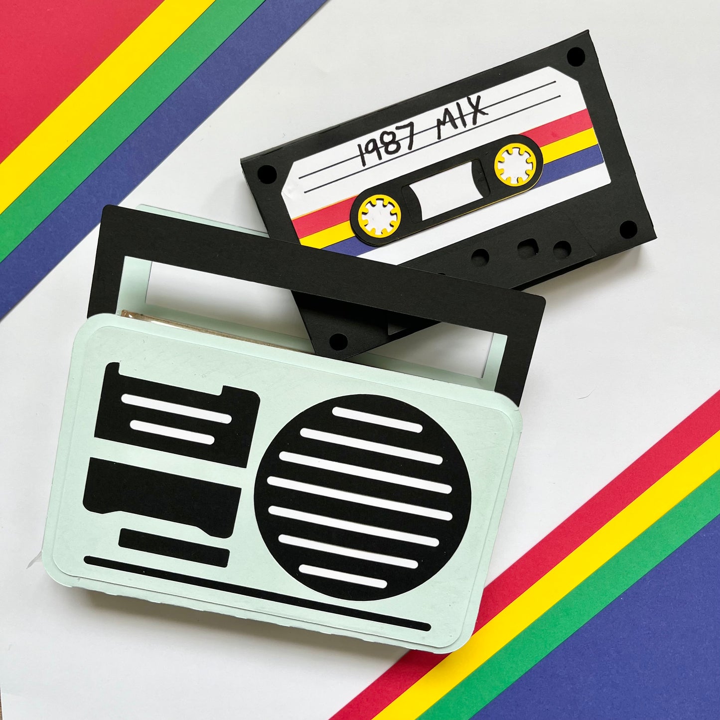 80s Retro Boom Box Popcorn or Treat Holder Box Template - SVG File Download