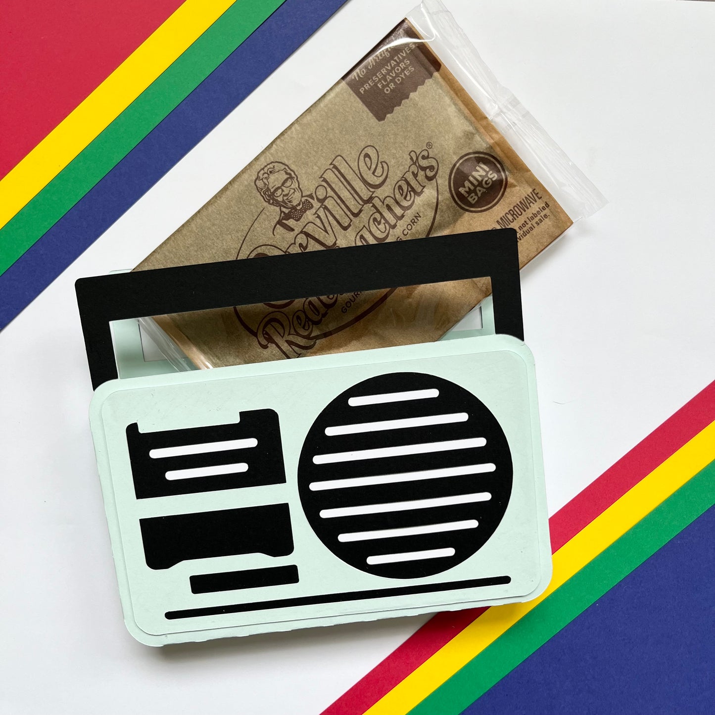 80s Retro Boom Box Popcorn or Treat Holder Box Template - SVG File Download