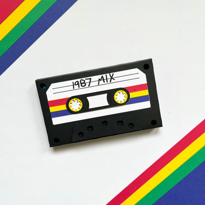 80s Retro Cassette Tape Candy Treat Holder Box Template - SVG File Download