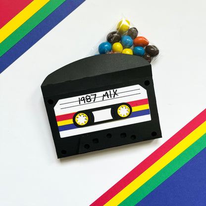 80s Retro Cassette Tape Candy Treat Holder Box Template - SVG File Download
