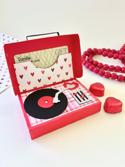 Retro Record Player Gift Card Holder and Treat Box Template - SVG File Download