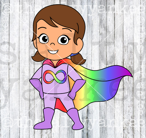 Neurodiversity Awareness Acceptance Super Hero Girl SVG and PNG File Download