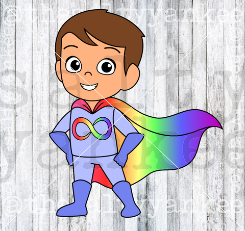 Copy of Neurodiversity Awareness Acceptance Super Hero Boy SVG and PNG File Download