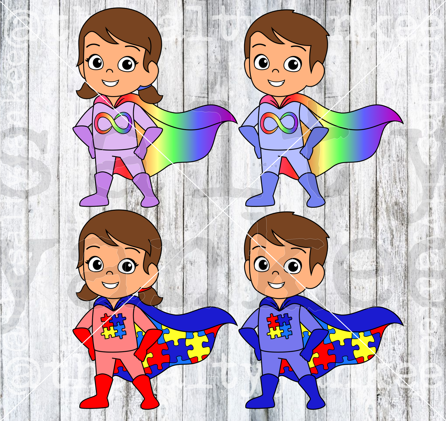 Neurodiversity Awareness Acceptance Super Heroes SVG and PNG File Download