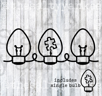 Autism Awareness Acceptance Christmas Light Bulbs SVG and PNG File Download