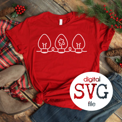 Autism Awareness Acceptance Christmas Light Bulbs SVG and PNG File Download