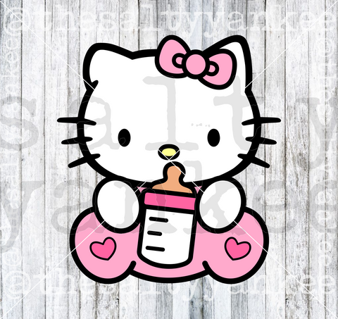 Cute Kitty Baby with Bottle SVG and PNG File Download