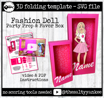 Barbie Box Set - Party Prop and Favor Box - SVG File Download