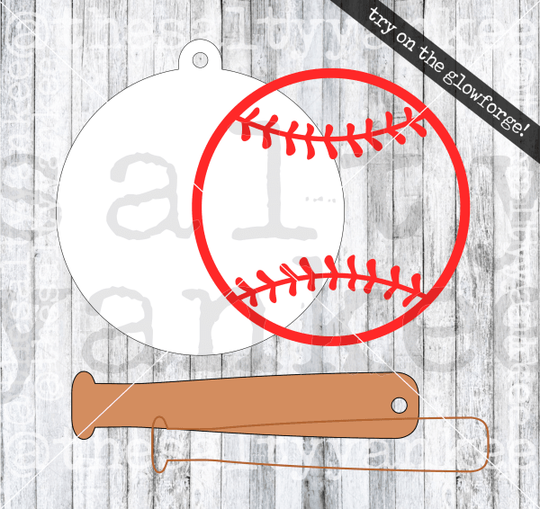 Baseball or Softball with Bat Keychain SVG File Download The Salty Yankee