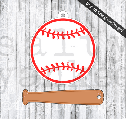 Baseball Or Softball With Bat Keychain Svg File Download Downloads