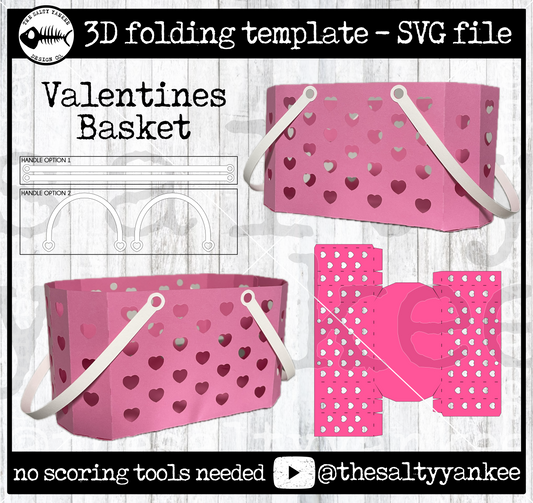 Valentines Basket with Handles - SVG File Download