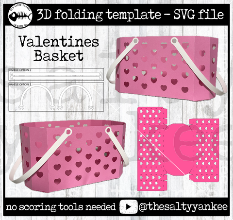 Valentines Basket with Handles - SVG File Download