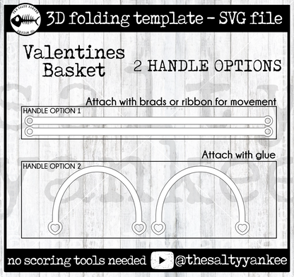 Valentines Basket with Handles - SVG File Download