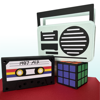 80s Retro Cassette Puzzle Cube Candy Treat Holder Box Template - SVG File Download