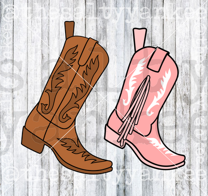 Cowboy Cowgirl Boot Christmas Stocking SVG and PNG File Download