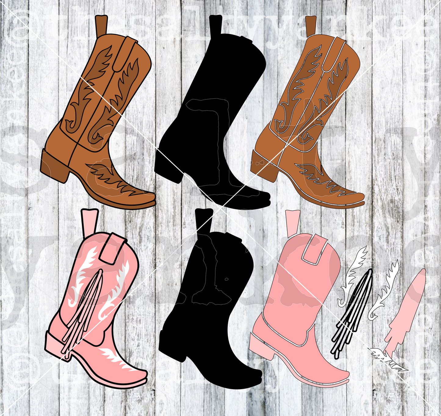 Cowboy Cowgirl Boot Christmas Stocking SVG and PNG File Download