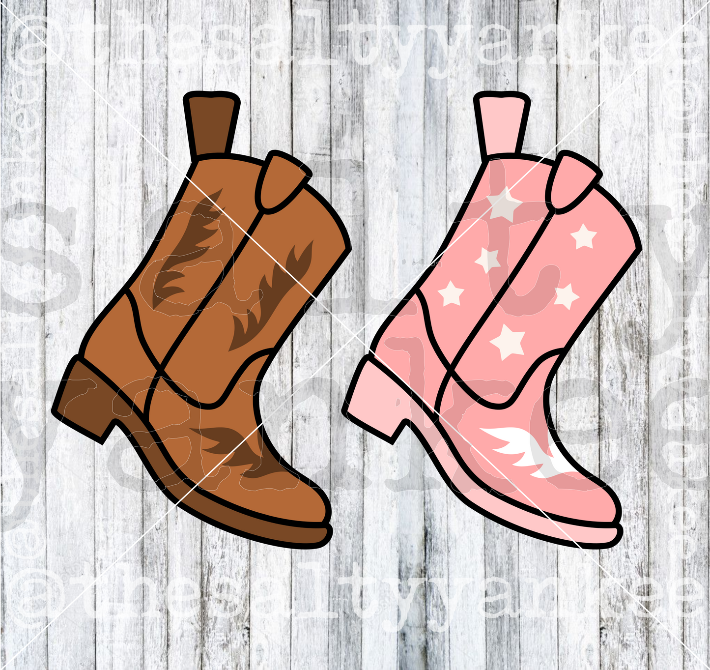 Cowboy Cowgirl Boot Christmas Stocking SVG and PNG File Download