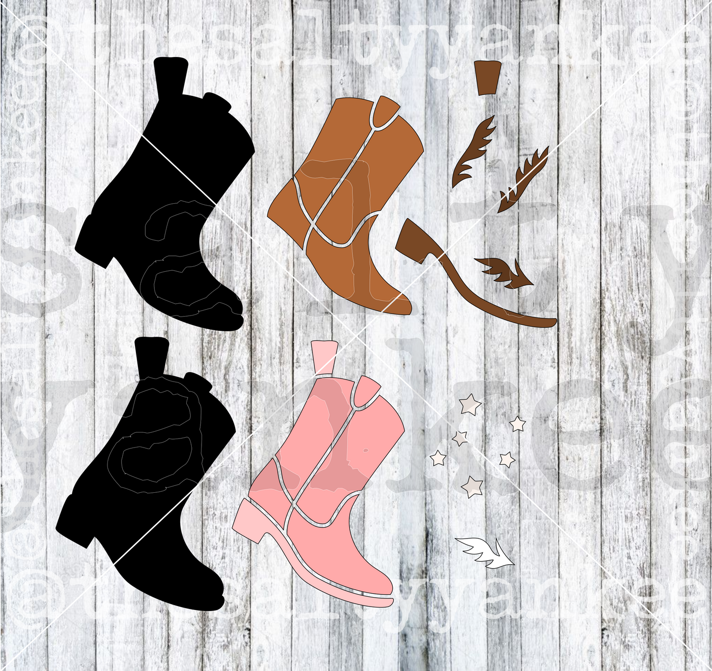 Cowboy Cowgirl Boot Christmas Stocking SVG and PNG File Download