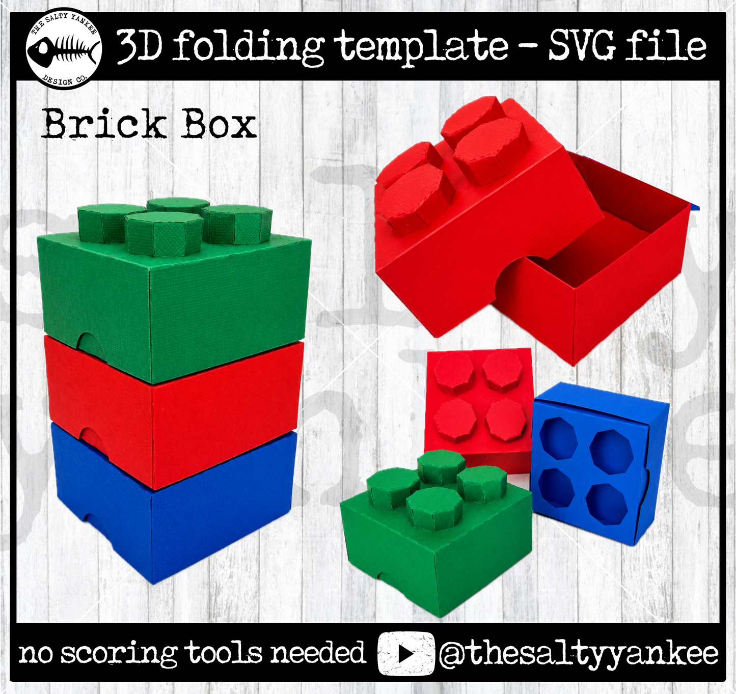 Stacking Brick Box Template - SVG File Download
