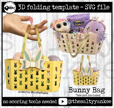 Bunny Bag Basket with Handles - SVG File Download