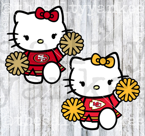 Cute Kitty Cheerleader in Big Game Football Attire SVG and PNG File Download