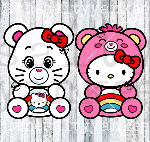 Cute Kitty and Bear Friend SVG and PNG File Download