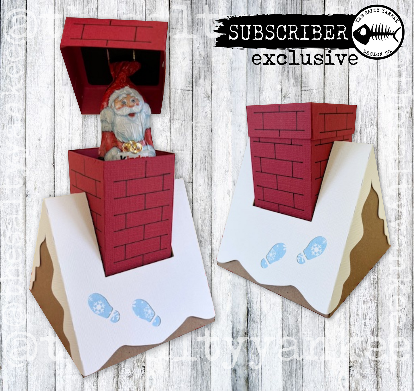 Christmas Chimney Surprise Treat Box Template - SVG File Download