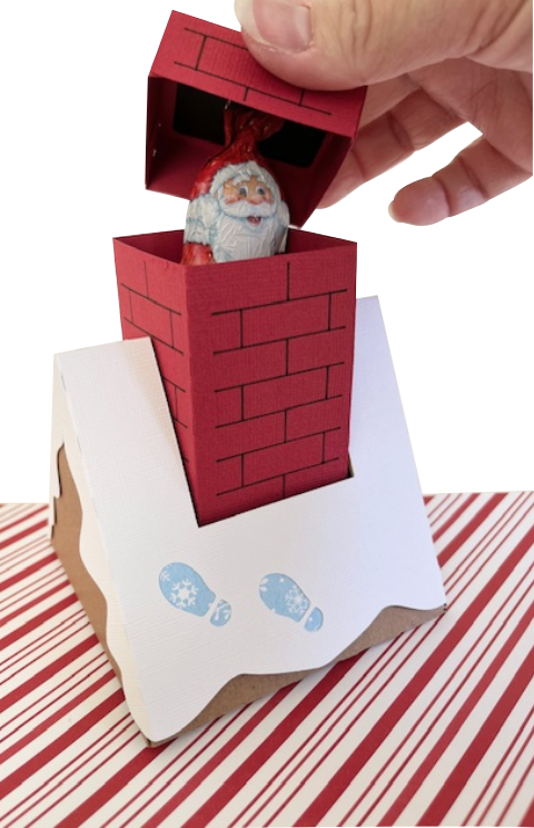 Christmas Chimney Surprise Treat Box Template - SVG File Download