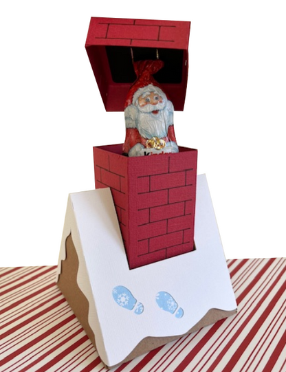Christmas Chimney Surprise Treat Box Template - SVG File Download
