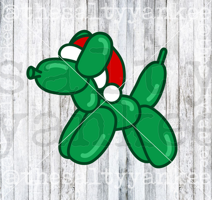 Christmas Santa Hat Balloon Dog SVG and PNG File Download
