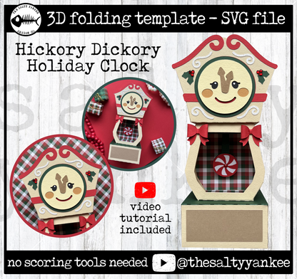 Hickory Dickory Holiday Clock Template - SVG File Download