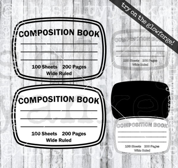 Composition Book Label Blank Teacher Monogram Svg And Png File Download Downloads